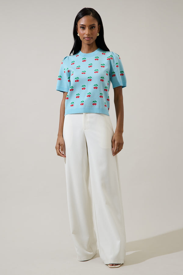 Sugarlips Cherryville Short Sleeve Sweater Top