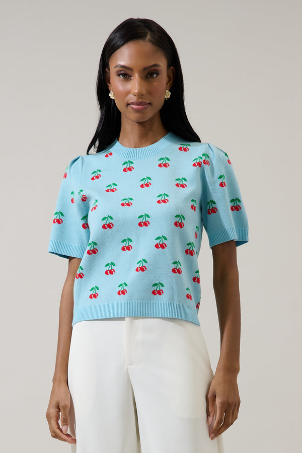 sugarlips Cherryville Short Sleeve Sweater Top