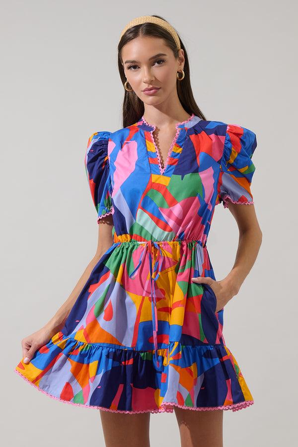 sugarlips Chroma Abstract Midge Shift Mini Dress