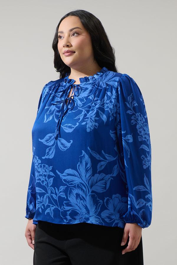 Sugarlips Ciara Floral Lindsey Ruffle Blouse Curve