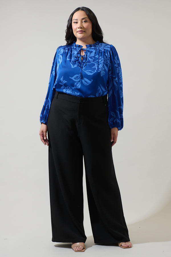 Sugarlips Ciara Floral Lindsey Ruffle Blouse Curve