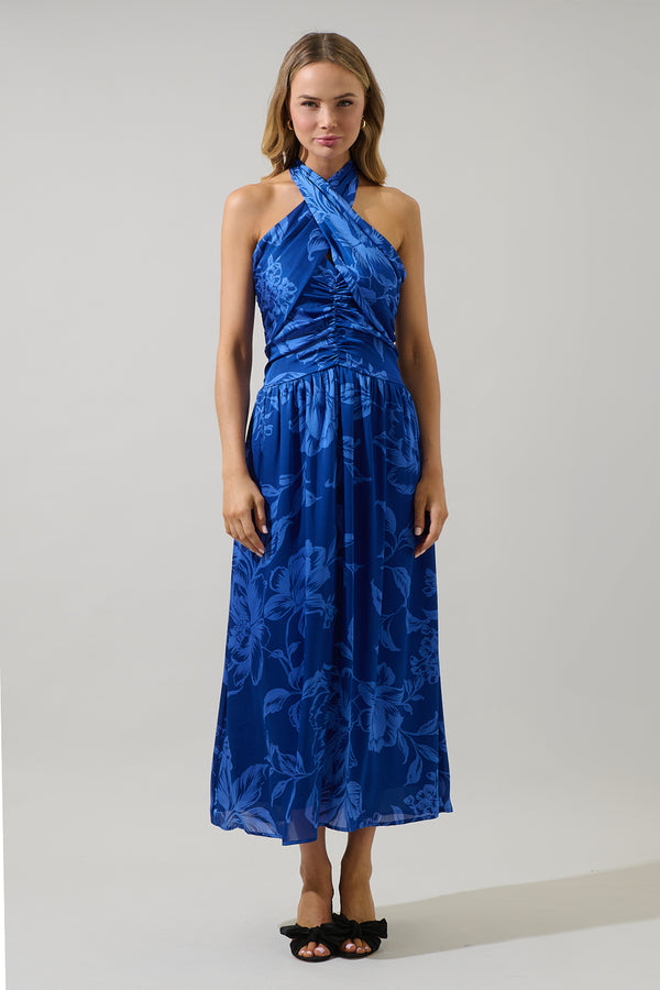Sugarlips Ciara Floral Tiffi Halter Maxi Dress