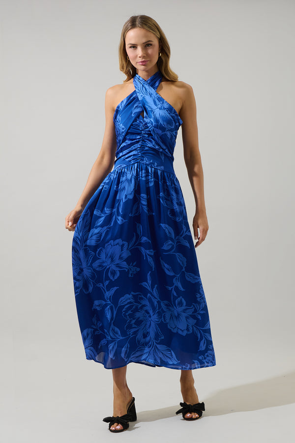 sugarlips Ciara Floral Tiffi Halter Maxi Dress