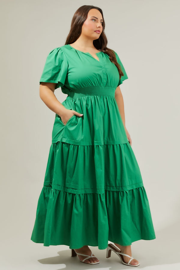 Sugarlips Cider Palmer Poplin Maxi Dress Curve