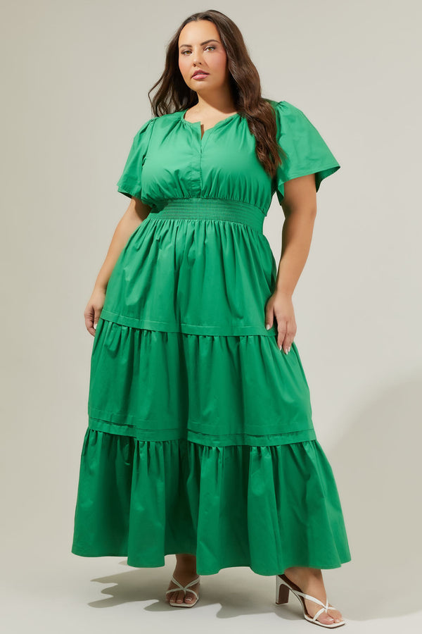 sugarlips Cider Palmer Poplin Maxi Dress Curve