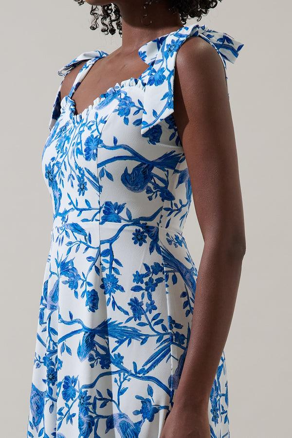 Sugarlips Ciela Floral Baker Tie Strap Midi Dress