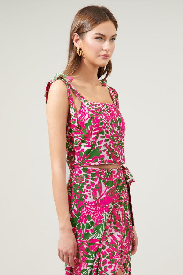 Sugarlips Cienega Floral Strokes Tie Strap Top