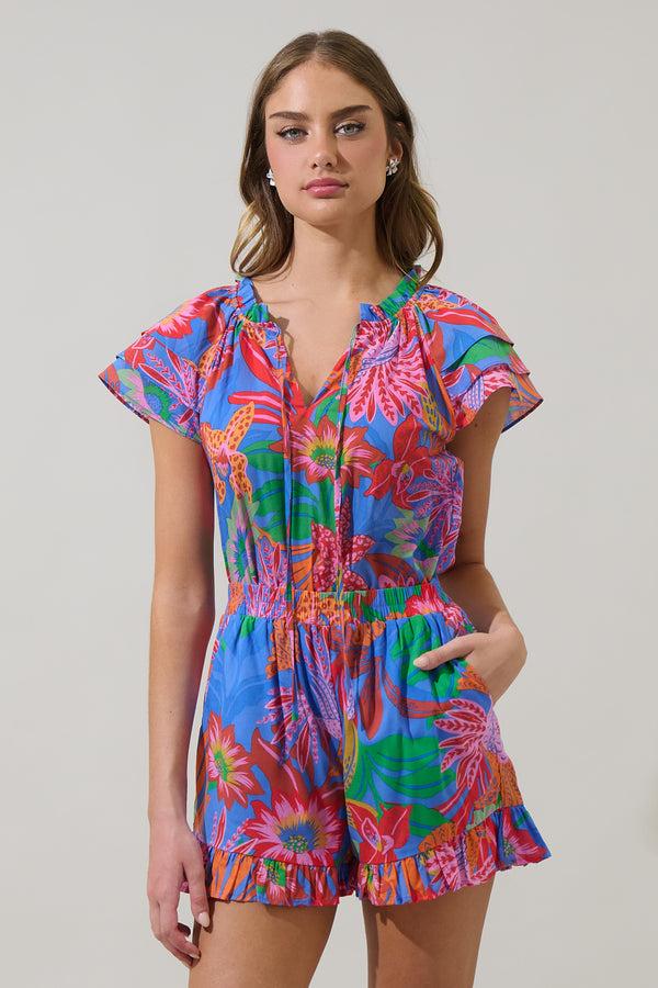 Sugarlips Cindal Floral Hita Ruffle Top