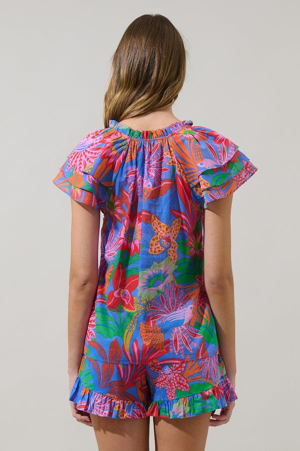 Sugarlips Cindal Floral Hita Ruffle Top
