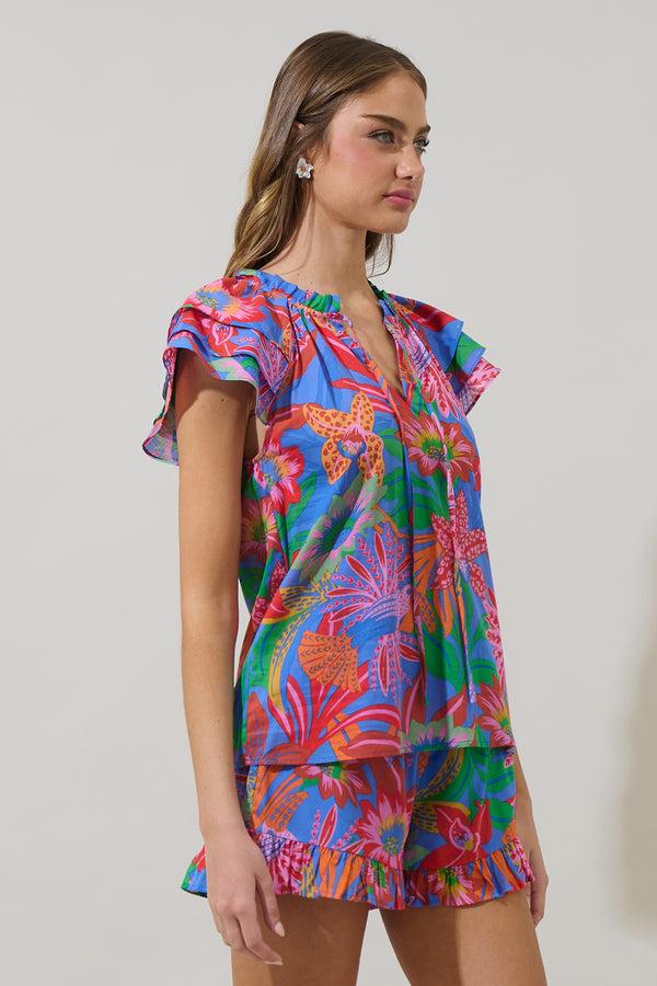 Sugarlips Cindal Floral Hita Ruffle Top