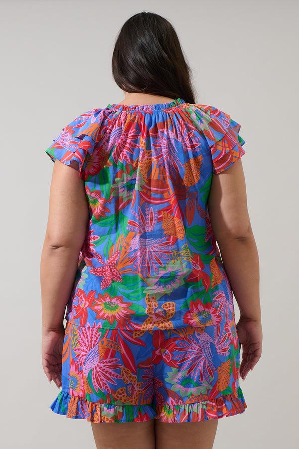 Sugarlips Cindal Floral Hita Ruffle Top Curve