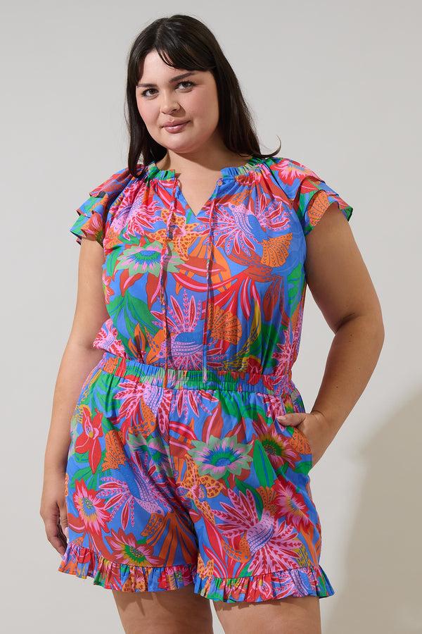 sugarlips Cindal Floral Hita Ruffle Top Curve