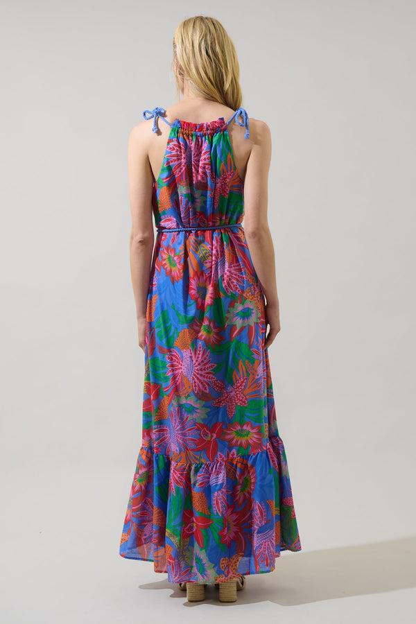Sugarlips Cindal Floral Kay Halter Neck Maxi Dress