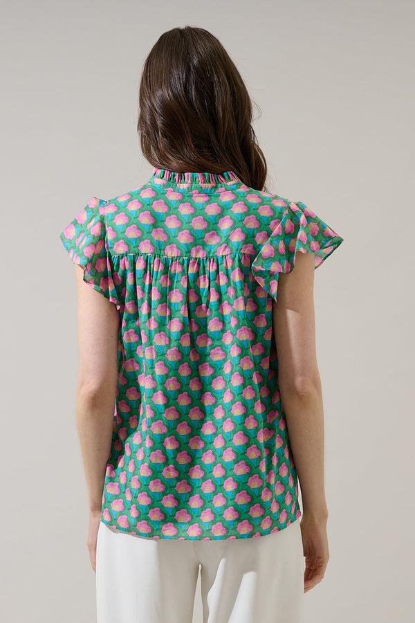 Sugarlips Cindi Ruffle Top Gercy Abstract