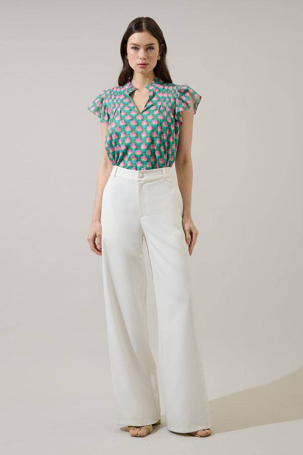 Sugarlips Cindi Ruffle Top Gercy Abstract