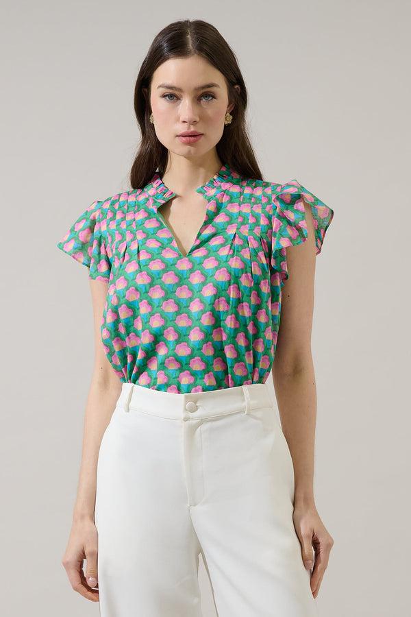 sugarlips Cindi Ruffle Top Gercy Abstract