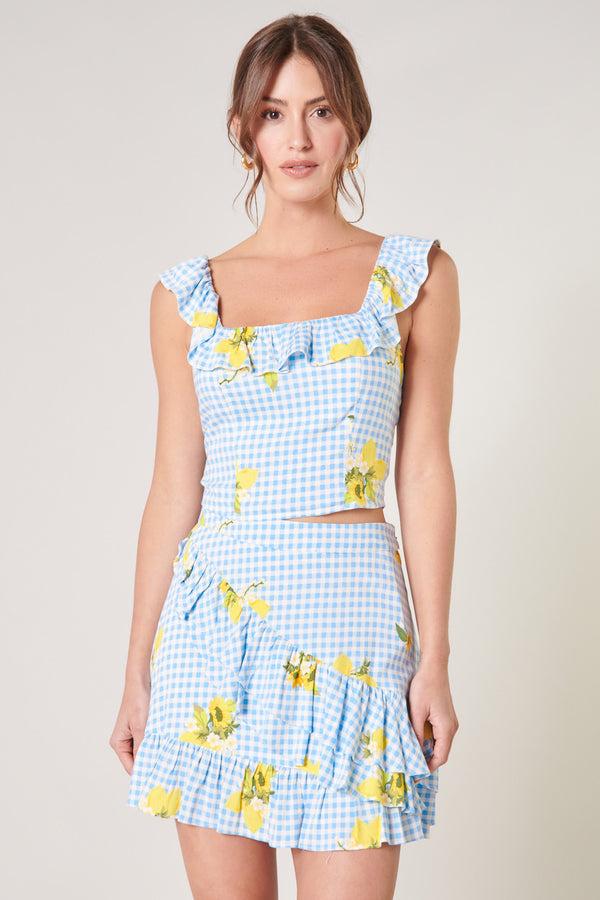 Sugarlips Citrus Picnic Gingham Izzy Crop Top