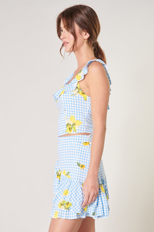 Sugarlips Citrus Picnic Gingham Izzy Crop Top