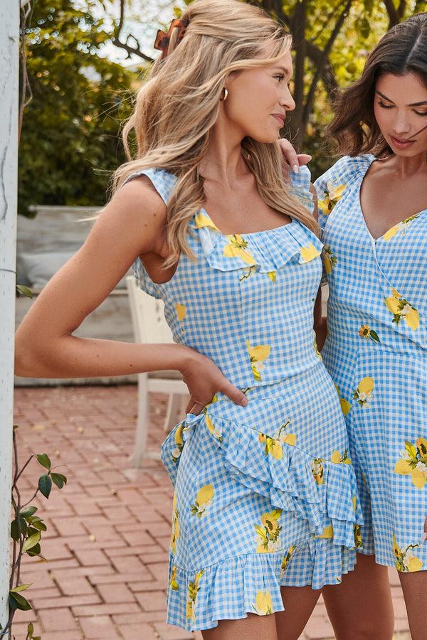 sugarlips Citrus Picnic Gingham Izzy Crop Top