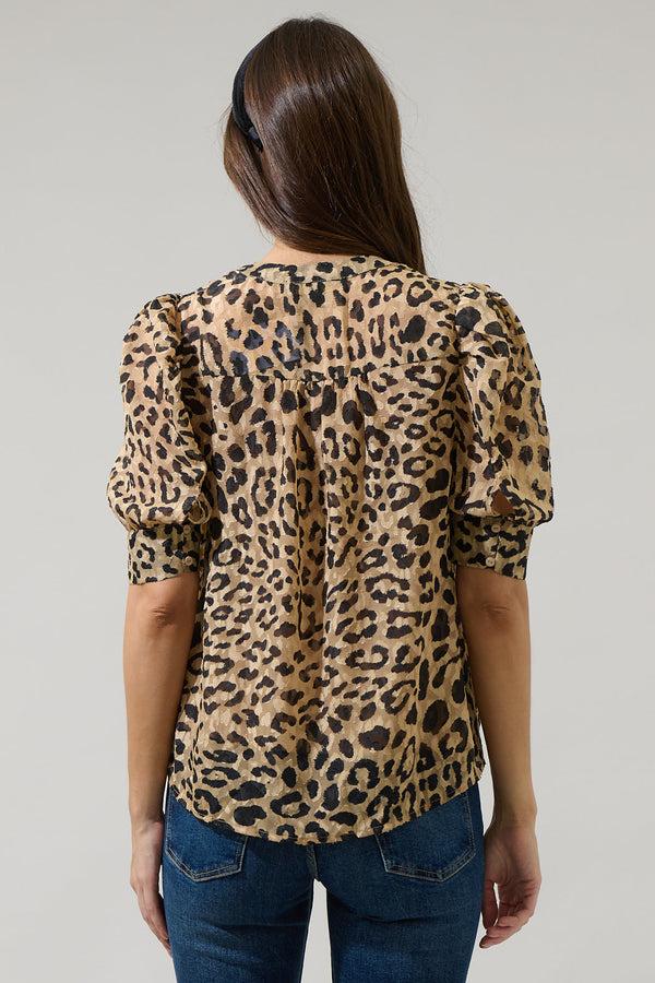 Sugarlips Clare Leopard Devon Button Down Blouse