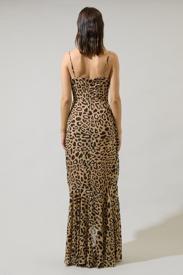 Sugarlips Clare Leopard Doris Ruffle Maxi Dress
