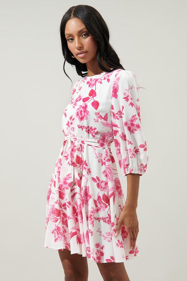 Sugarlips Clarice Floral Collins Godet Mini Dress