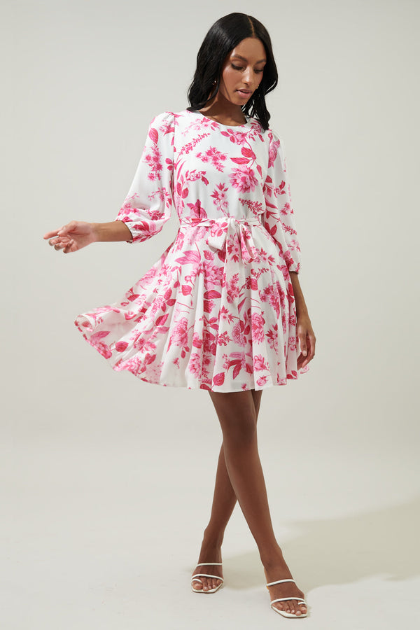 Sugarlips Clarice Floral Collins Godet Mini Dress