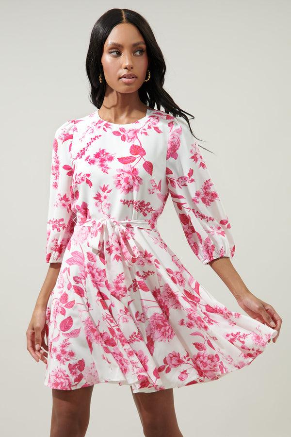 sugarlips Clarice Floral Collins Godet Mini Dress