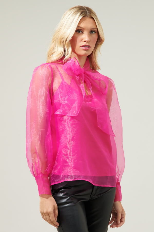 Sugarlips Clayton Organza Puff Long Sleeve Top