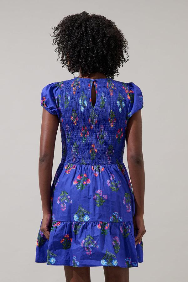 Sugarlips Clemen Floral Ansel Smocked Mini Dress