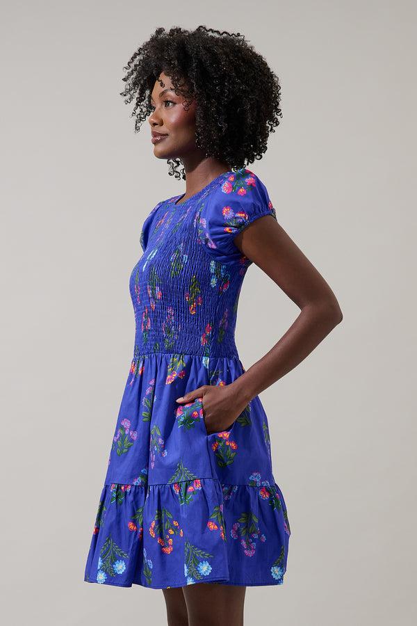 Sugarlips Clemen Floral Ansel Smocked Mini Dress