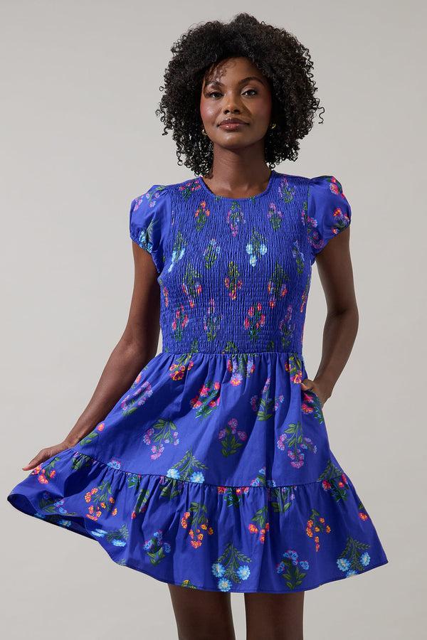sugarlips Clemen Floral Ansel Smocked Mini Dress
