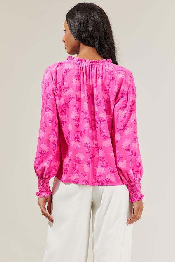Sugarlips Clever Floral Split Neck Blouse