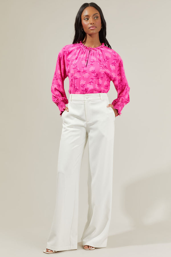 Sugarlips Clever Floral Split Neck Blouse