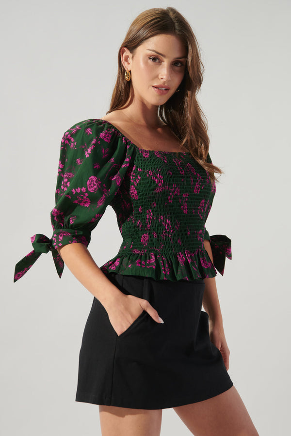 Sugarlips Close To You Smocked Peplum Top