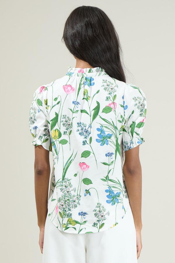 Sugarlips Clove Garden Floral Puff Sleeve Top
