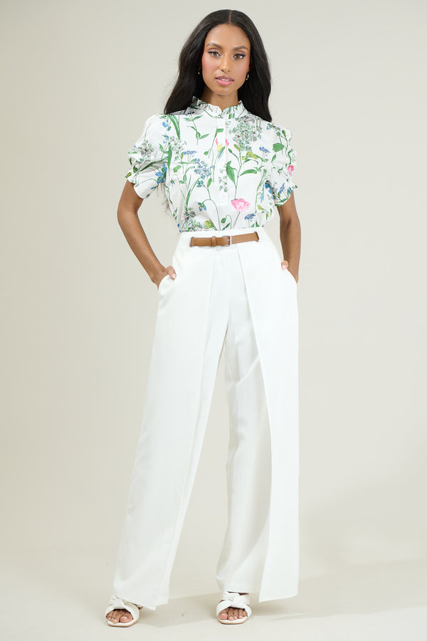 Sugarlips Clove Garden Floral Puff Sleeve Top