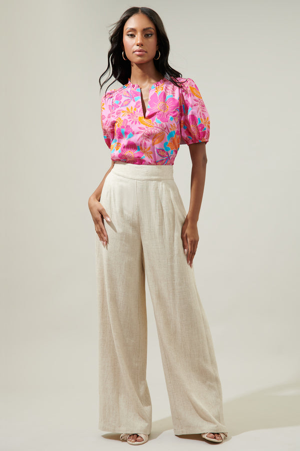 Sugarlips Coconut Grove Kenni Split Neck Top