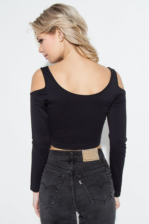Sugarlips Cold Shoulder Long Sleeve Top