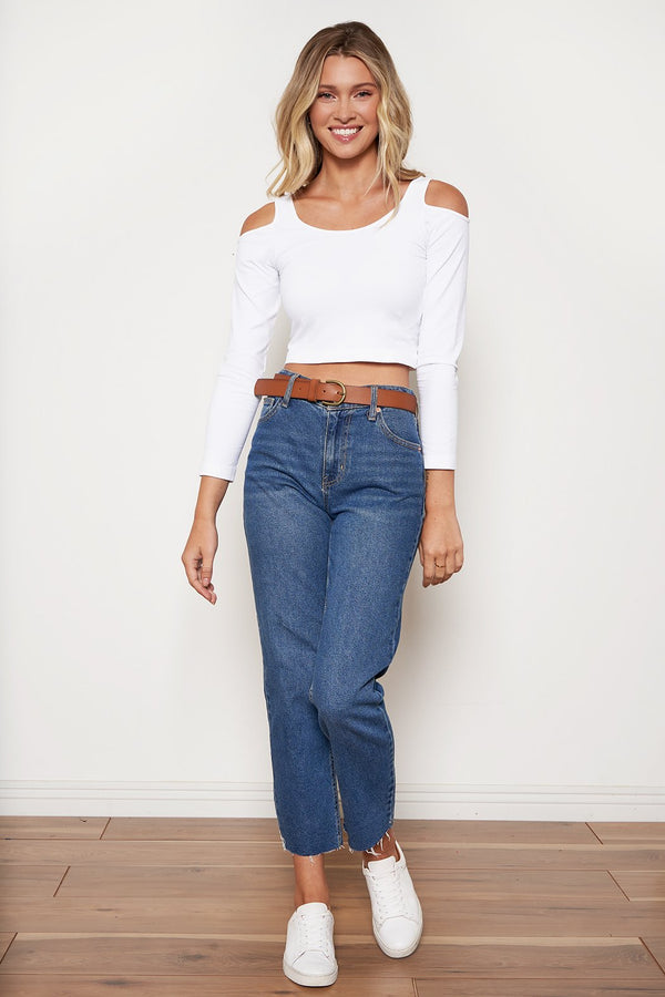 Sugarlips Cold Shoulder Long Sleeve Top- Final Sale