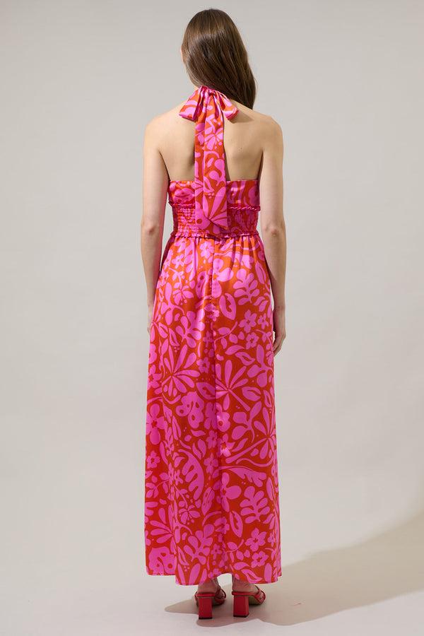 Sugarlips Coral Kiss Aries Halter Maxi Dress