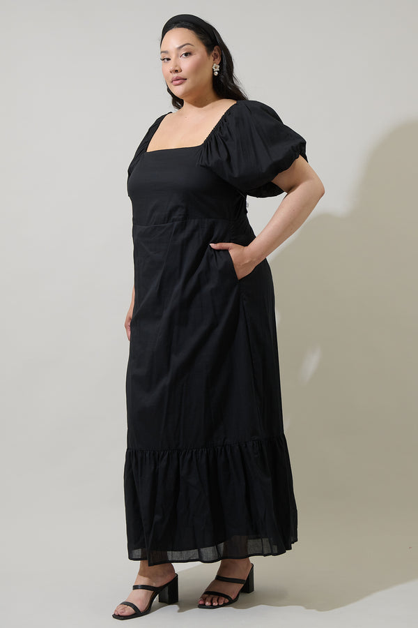 Sugarlips Coraly Xena Puff Sleeve Maxi Dress Curve