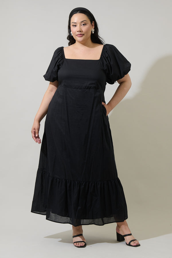 sugarlips Coraly Xena Puff Sleeve Maxi Dress Curve