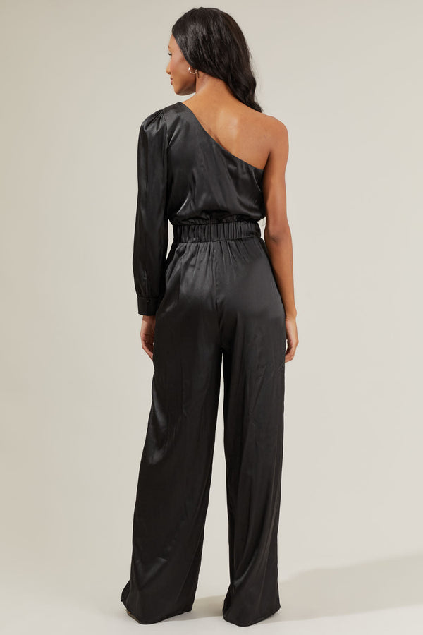Sugarlips Corina Satin One Shoulder Jumpsuit