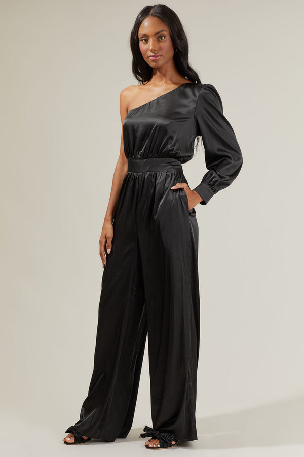 Sugarlips Corina Satin One Shoulder Jumpsuit
