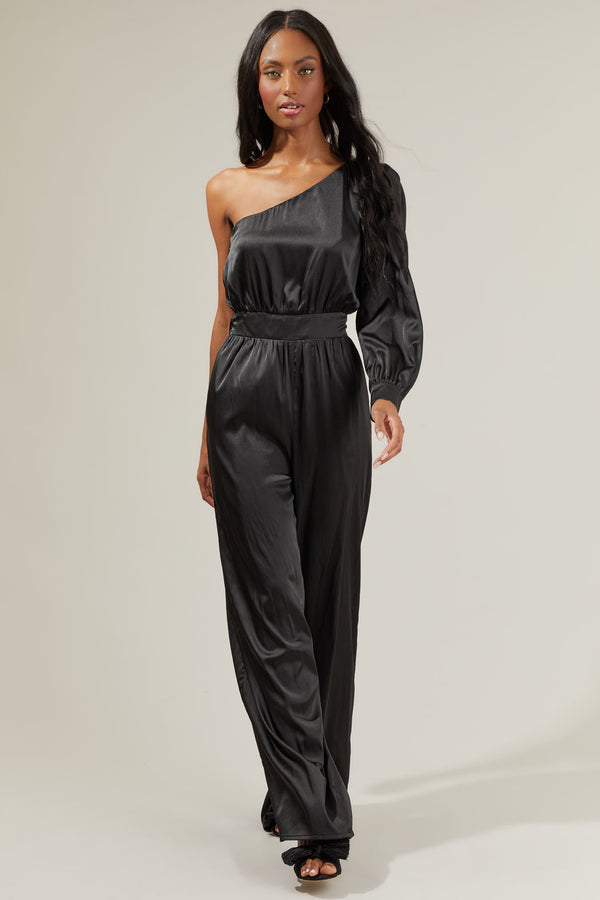 Sugarlips Corina Satin One Shoulder Jumpsuit
