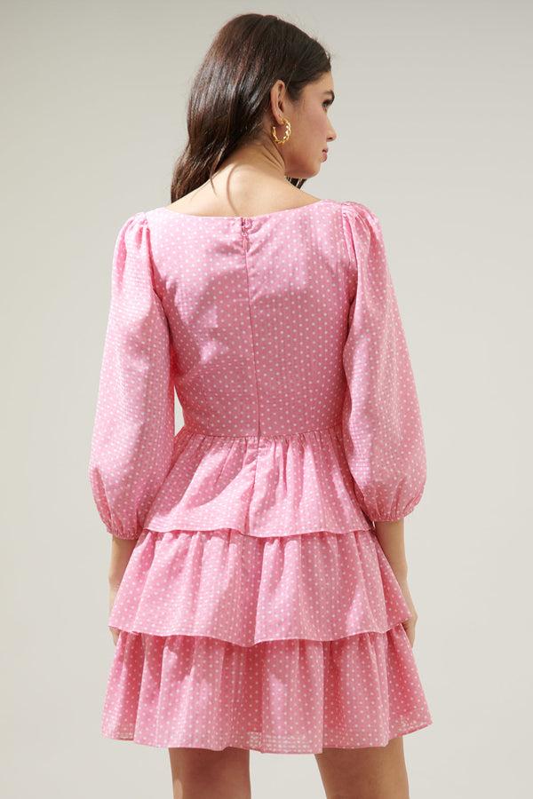 Sugarlips Corinne Polka Dot Tiered Mini Dress