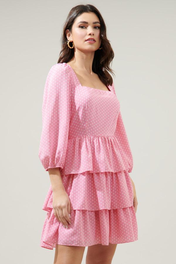 Sugarlips Corinne Polka Dot Tiered Mini Dress
