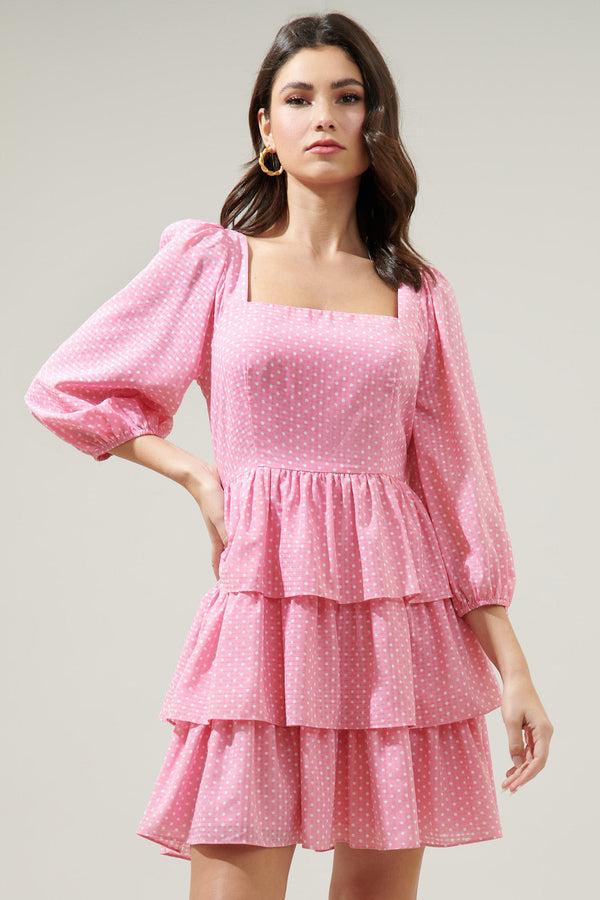 sugarlips Corinne Polka Dot Tiered Mini Dress