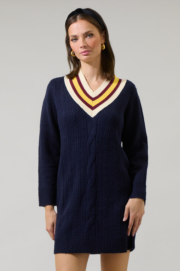 Sugarlips Corunna V-Neck Mini Sweater Dress